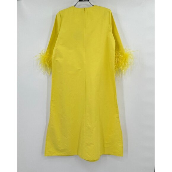 Tuckernuck Women's Citron Feather Jamie Midi Dress sz M Jacquard Yellow NWT - Picture 3 of 8